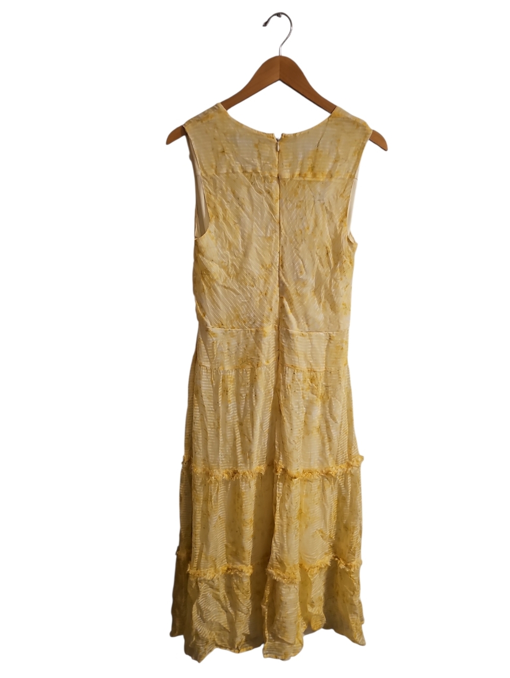 Lauren Ralph Lauren Yellow Floral Tiered Midi Dress Sleeveless Size 10 Lined - Picture 3 of 7
